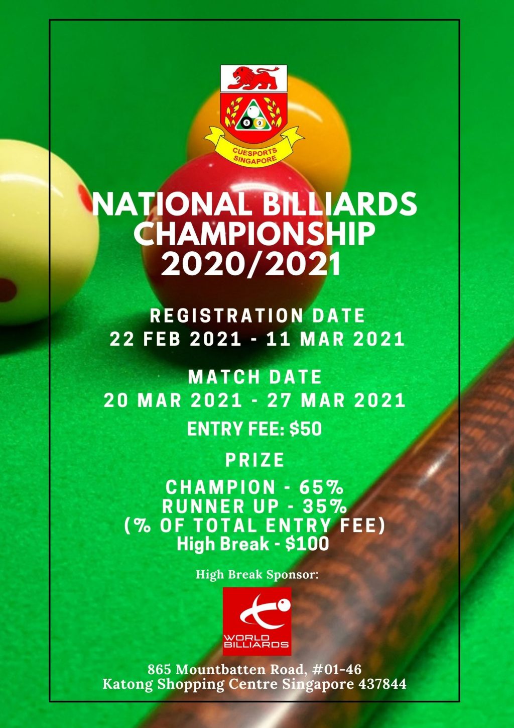 National Billiards Championship 2020/2021 Cuesports Singapore