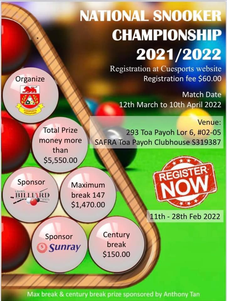 Cuesports Singapore – National Sports Association (Main Body For ...