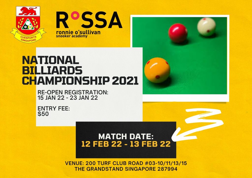National Billiards Championship 2021 Cuesports Singapore